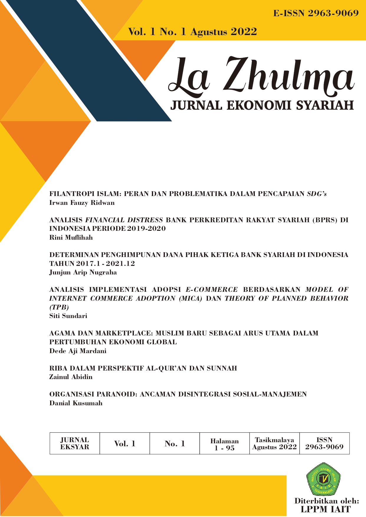 					Lihat Vol 1 No 1 (2022): Ekonomi dan Bisnis Islam
				